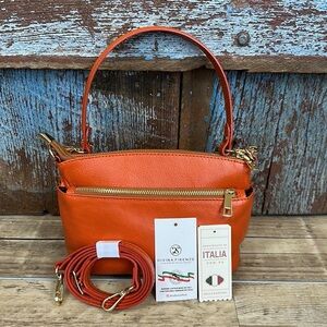 Divina Firenze Orange Leather Crossbody Bag